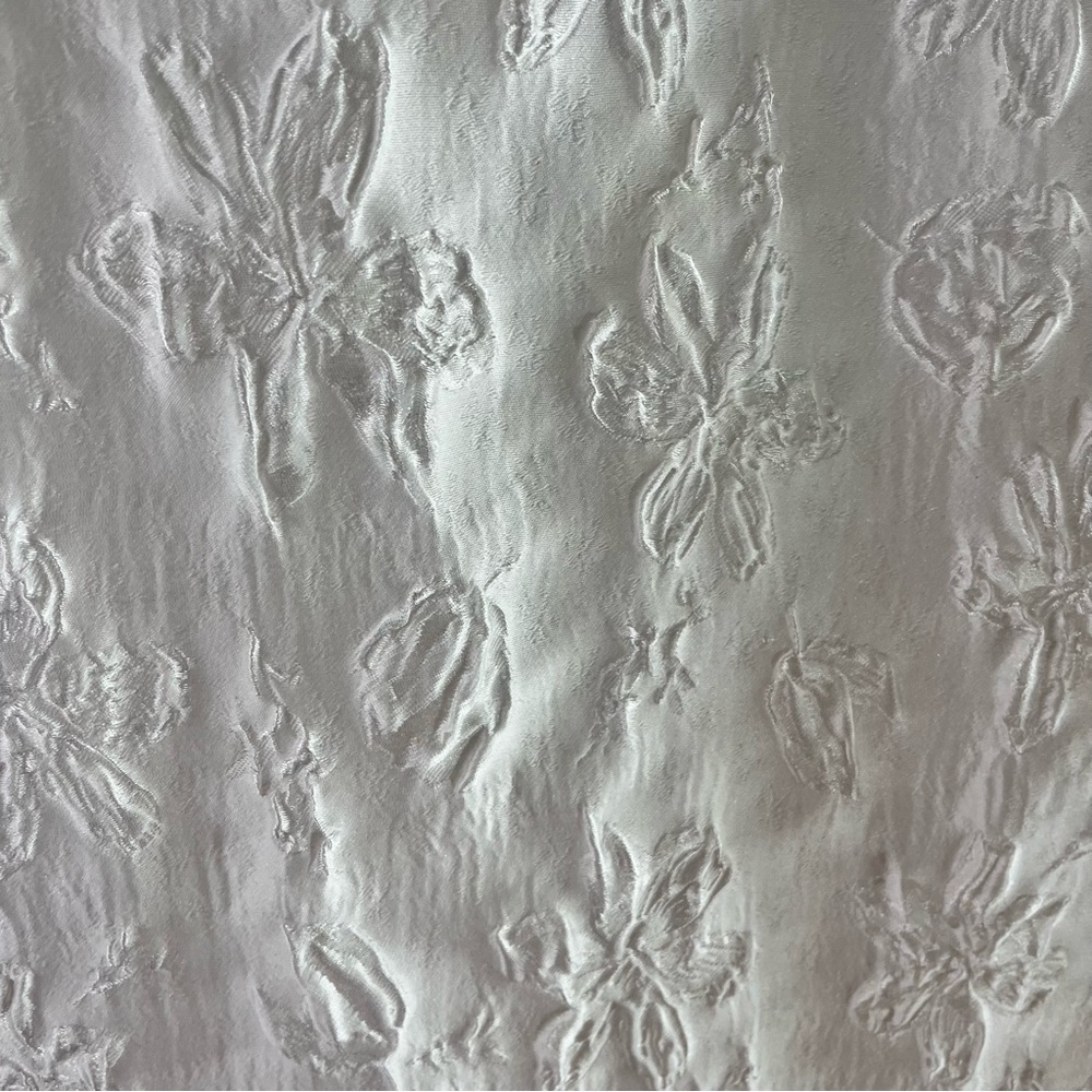 Lulu's Gorgeous Persona White Satin Jacquard Tie Strap Midi Dress - Picture 8 of 15